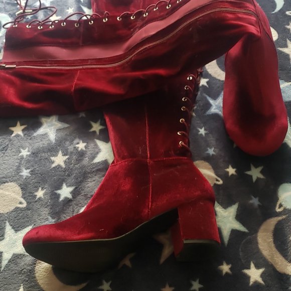 Torrid Over the Knee Velvet Boots - Picture 2 of 2